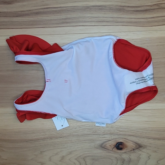 Janie and Jack Red Flutter Sleeve Swimsuit 6-12 MOS - Picture 3 of 4